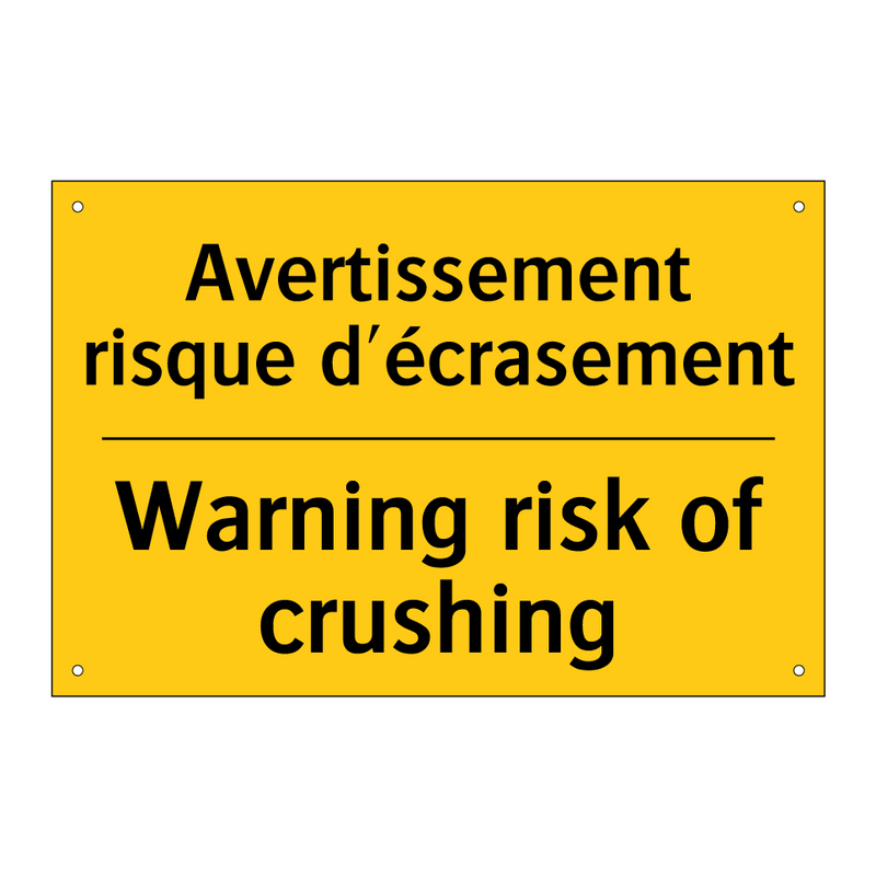 Avertissement risque d'écrasement /.../ - Warning risk of crushing