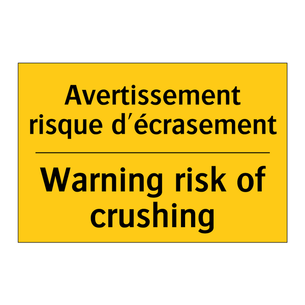 Avertissement risque d'écrasement /.../ - Warning risk of crushing