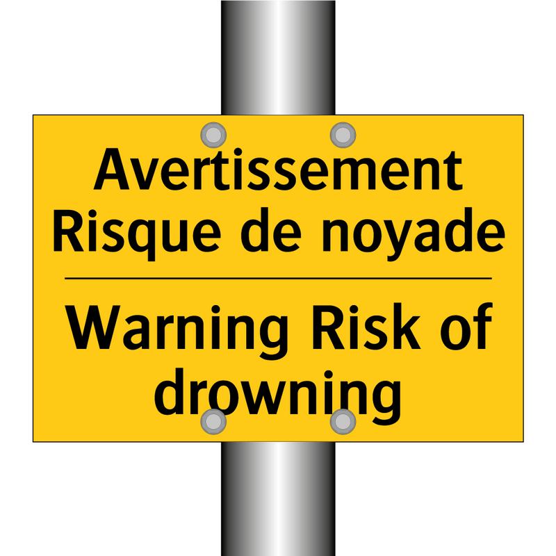 Avertissement Risque de noyade - Warning Risk of drowning