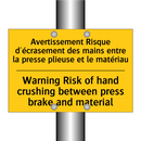 Avertissement Risque d'écrasement  /.../ - Warning Risk of hand crushing  /.../
