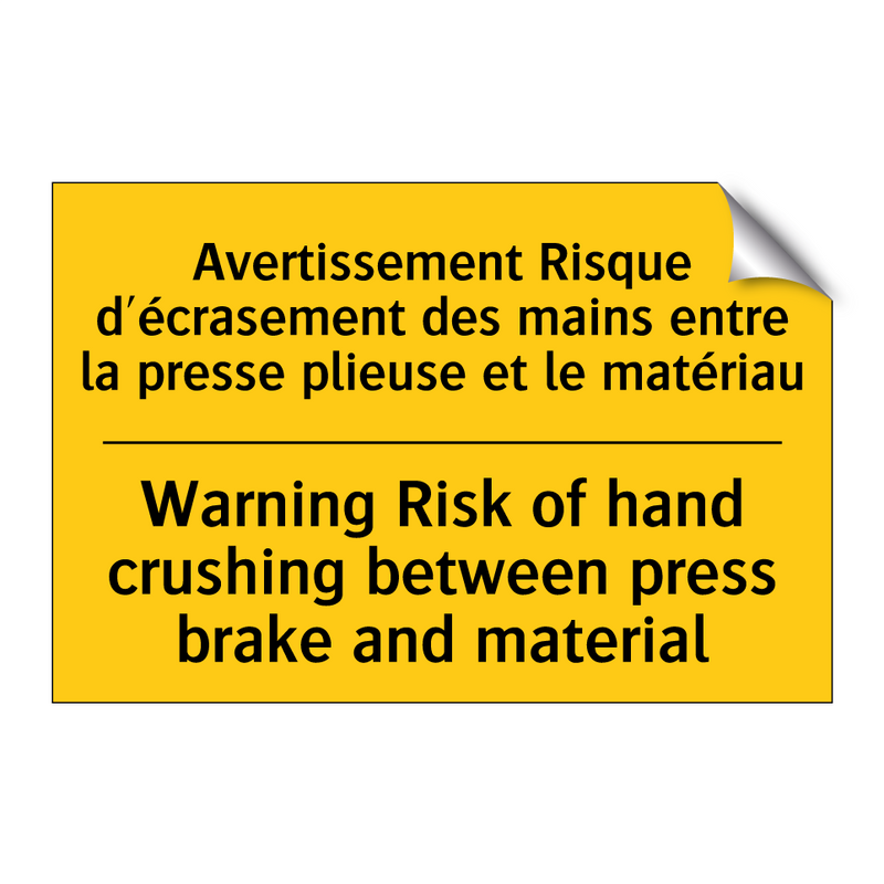 Avertissement Risque d'écrasement  /.../ - Warning Risk of hand crushing  /.../