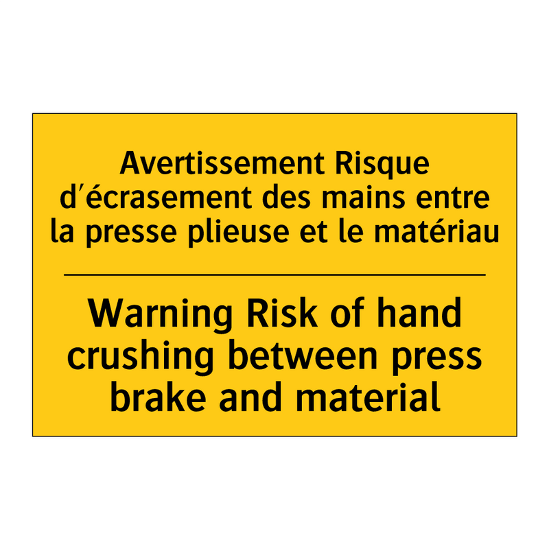 Avertissement Risque d'écrasement  /.../ - Warning Risk of hand crushing  /.../