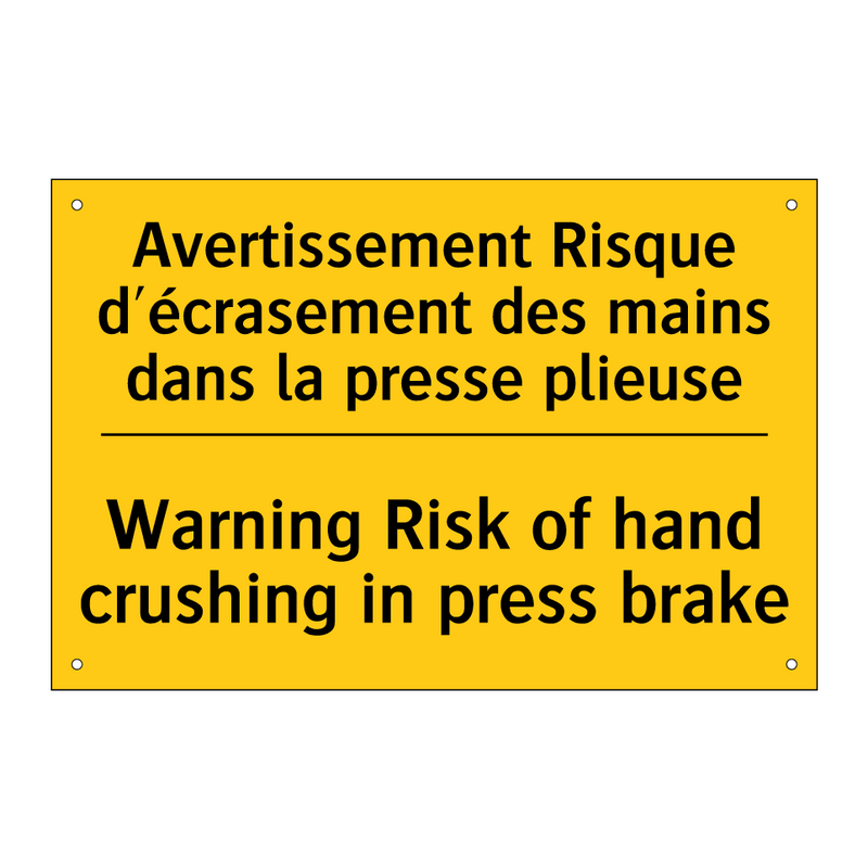 Avertissement Risque d'écrasement  /.../ - Warning Risk of hand crushing  /.../