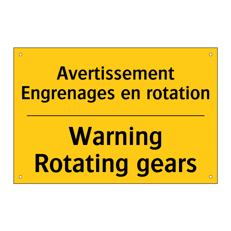 Avertissement Engrenages en rotation /.../ - Warning Rotating gears