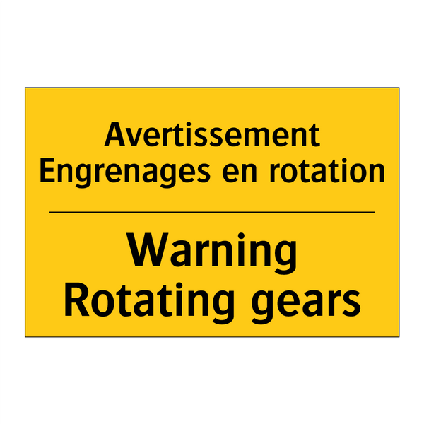 Avertissement Engrenages en rotation /.../ - Warning Rotating gears