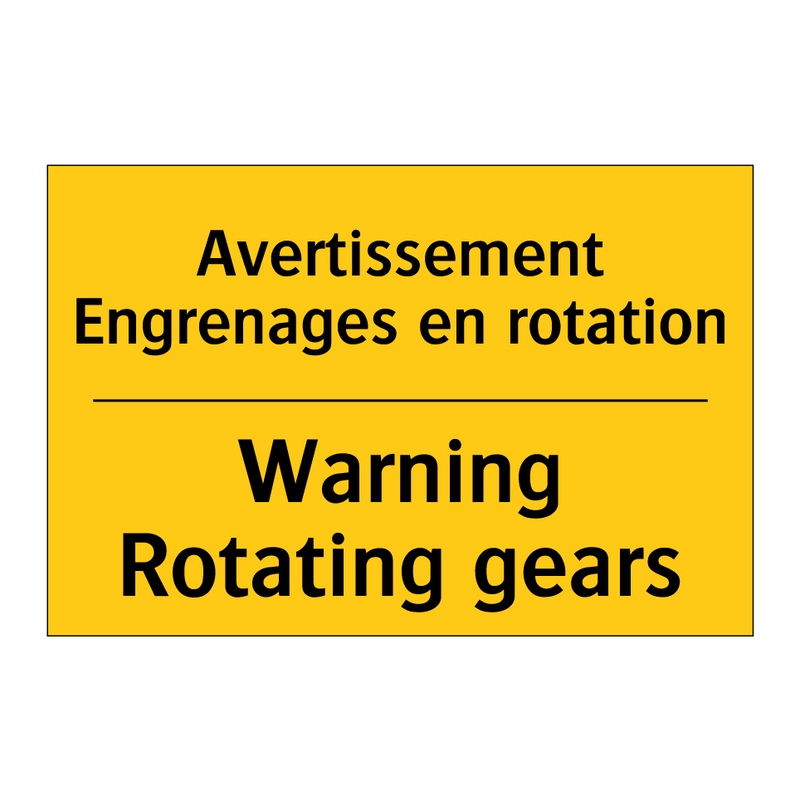 Avertissement Engrenages en rotation /.../ - Warning Rotating gears