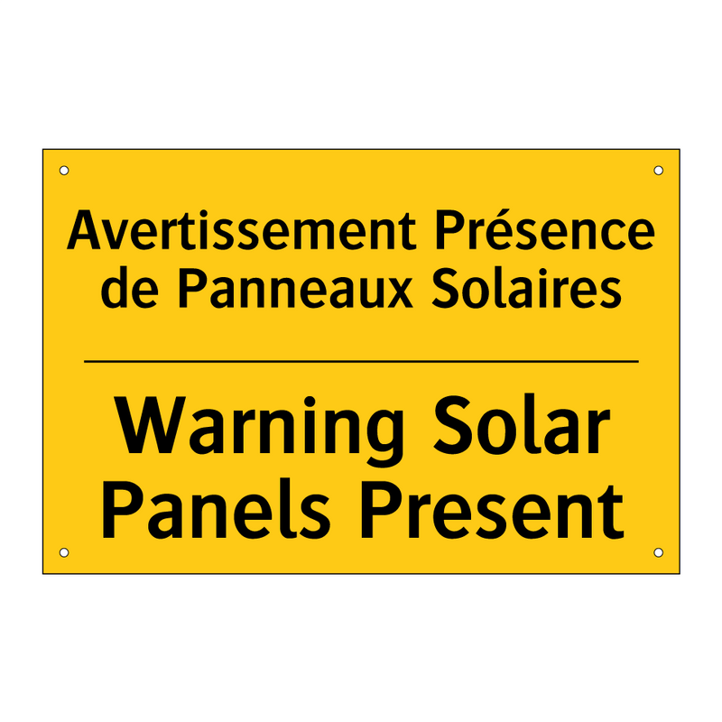 Avertissement Présence de Panneaux  /.../ - Warning Solar Panels Present