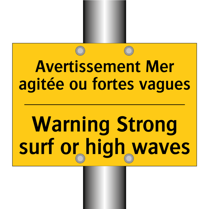 Avertissement Mer agitée ou fortes  /.../ - Warning Strong surf or high waves /.../