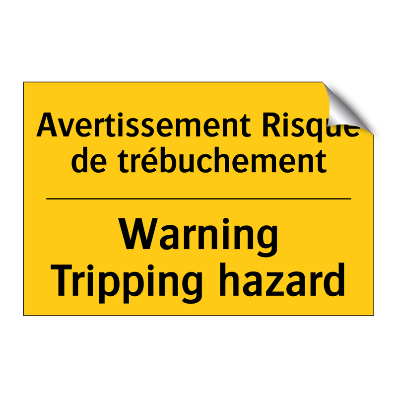 Avertissement Risque de trébuchement /.../ - Warning Tripping hazard
