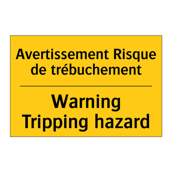 Avertissement Risque de trébuchement /.../ - Warning Tripping hazard