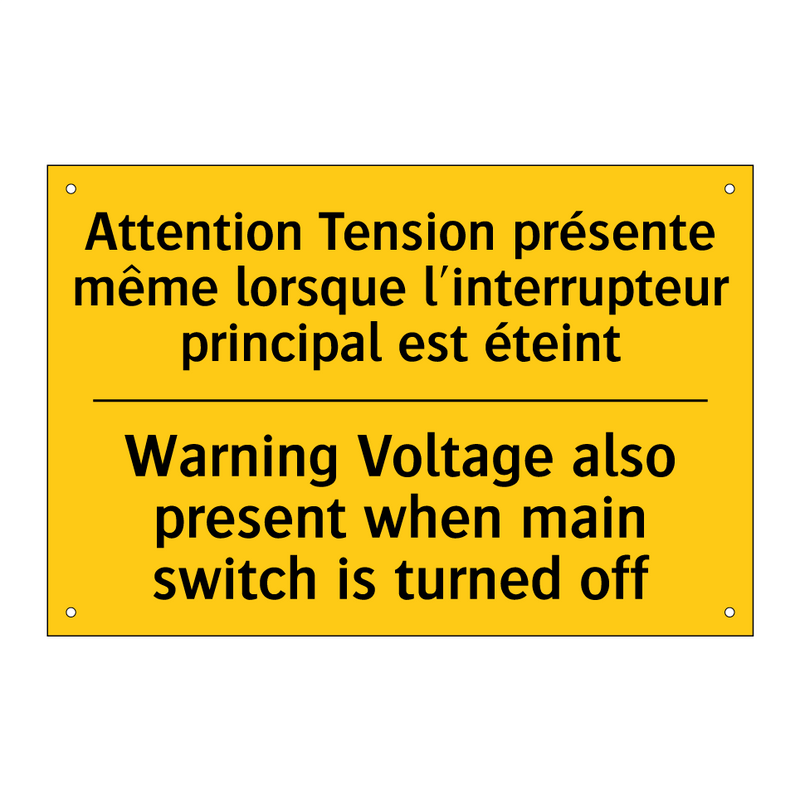 Attention Tension présente même  /.../ - Warning Voltage also present when  /.../