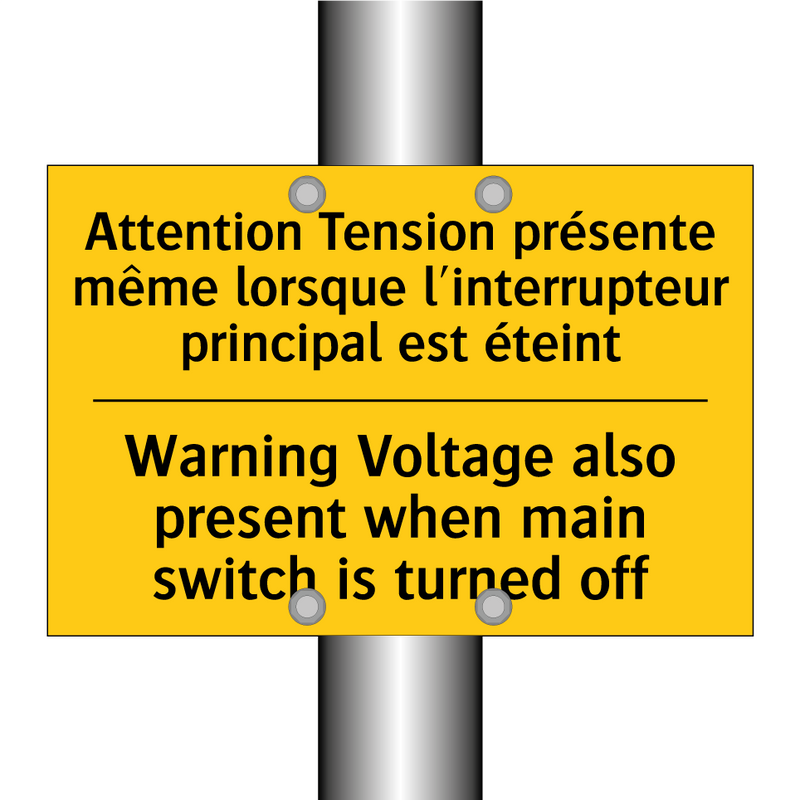 Attention Tension présente même  /.../ - Warning Voltage also present when  /.../