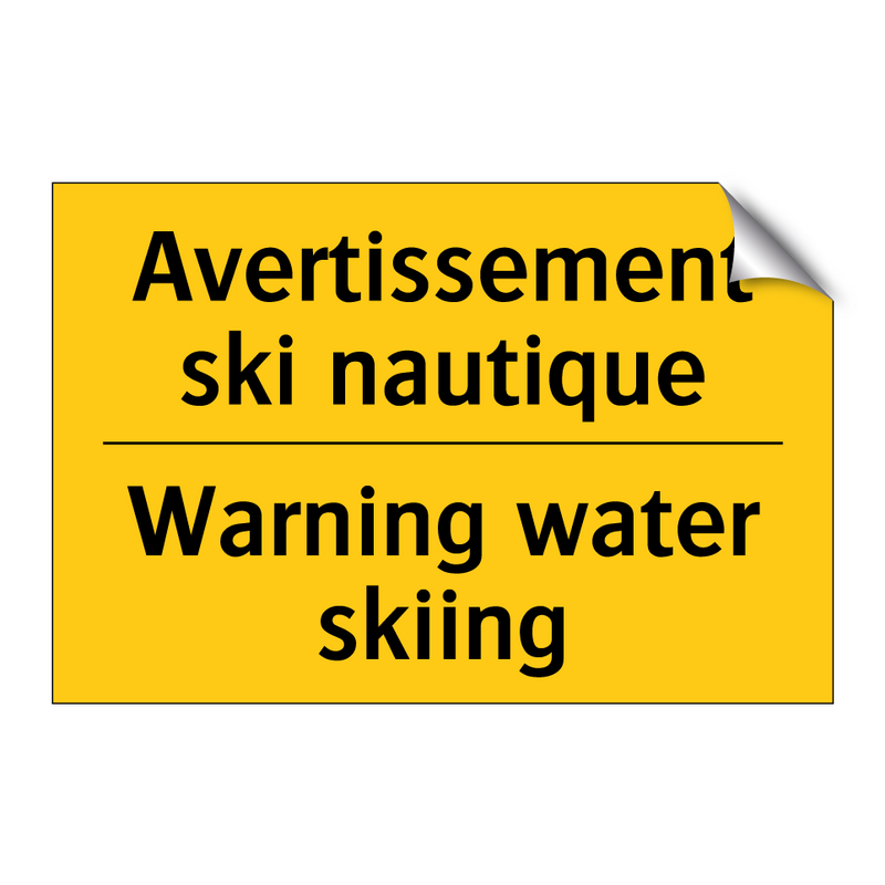 Avertissement ski nautique - Warning water skiing