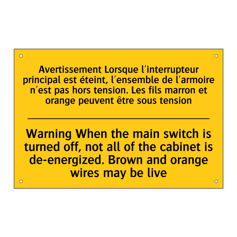 Avertissement Lorsque l'interrupteur  /.../ - Warning When the main switch is  /.../