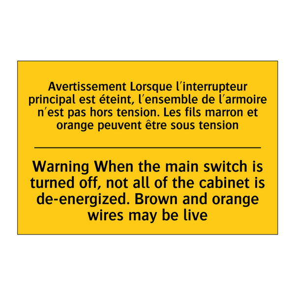 Avertissement Lorsque l'interrupteur  /.../ - Warning When the main switch is  /.../