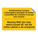 Avertissement Lorsque l'interrupteur  /.../ - Warning With the main switch turned  /.../