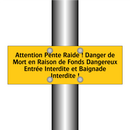 Attention Pente Raide ! Danger de Mort en Raison de Fonds Dangereux Entrée Interdite et Baignade Interdite !