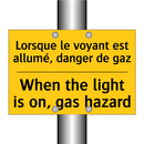 Lorsque le voyant est allumé,  /.../ - When the light is on, gas hazard /.../