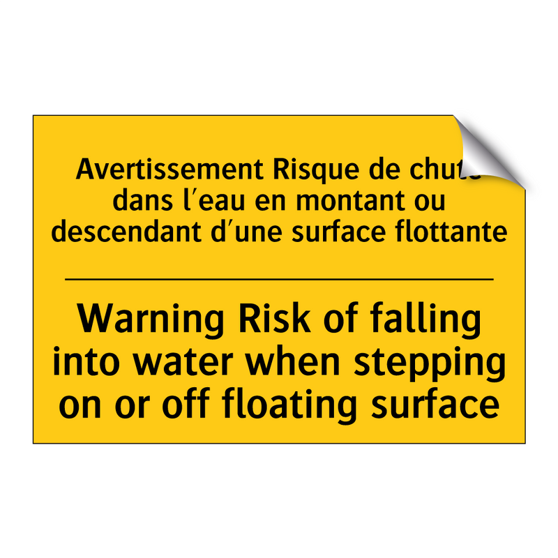 Avertissement Risque de chute  /.../ - Warning Risk of falling into water  /.../
