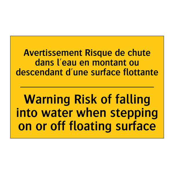 Avertissement Risque de chute  /.../ - Warning Risk of falling into water  /.../
