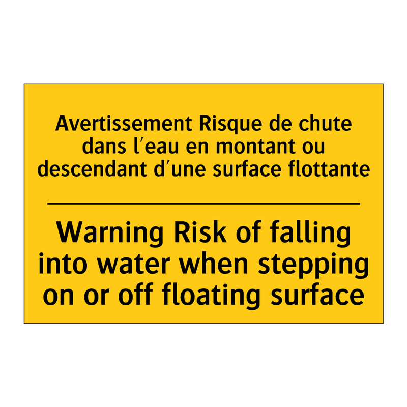 Avertissement Risque de chute  /.../ - Warning Risk of falling into water  /.../