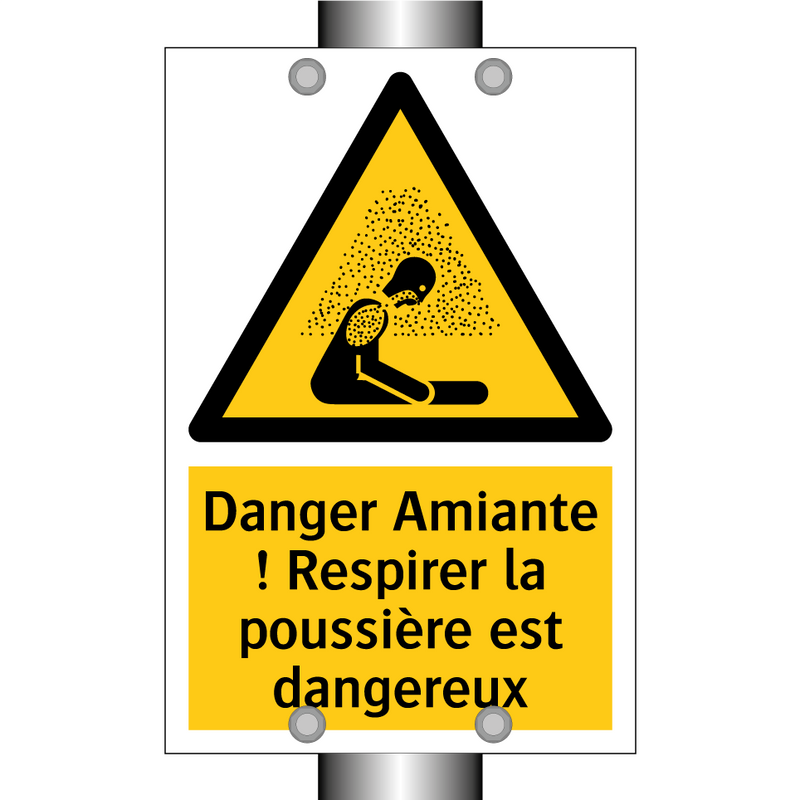 Danger Amiante ! Respirer la poussière est dangereux