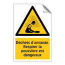 Déchets d'amiante. Respirer la poussière est dangereux