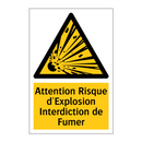 Attention Risque d'Explosion Interdiction de Fumer