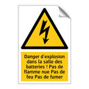 Danger d'explosion dans la salle des batteries ! Pas de flamme nue Pas de feu Pas de fumer