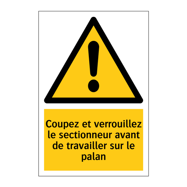 Coupez et verrouillez le sectionneur avant de travailler sur le palan