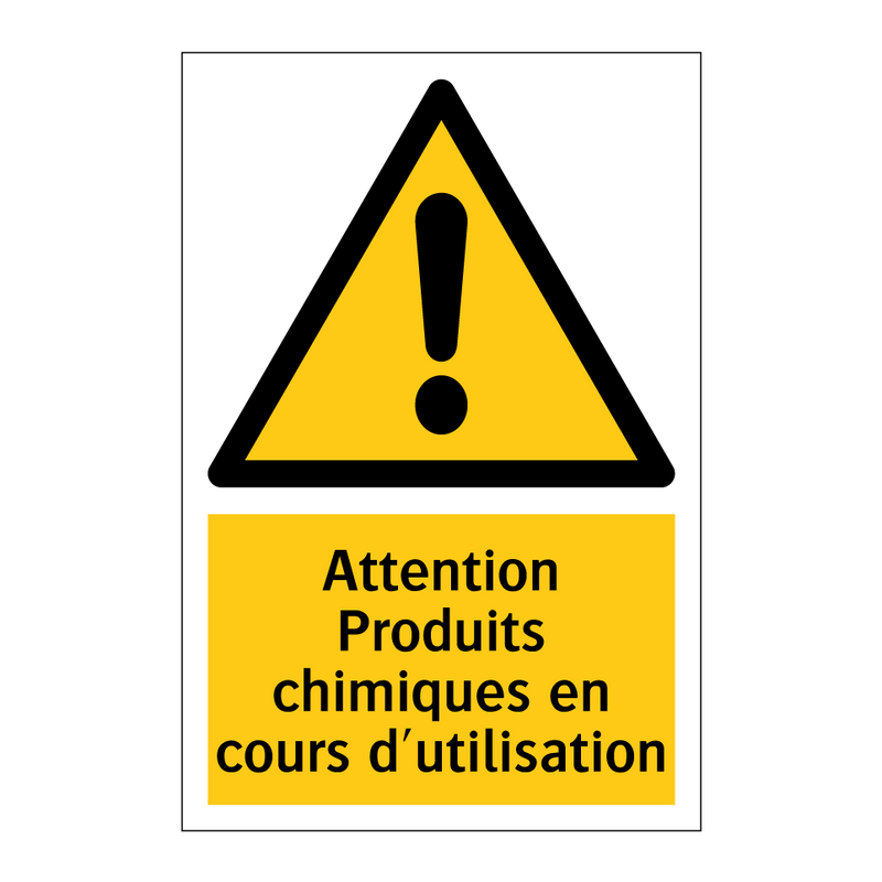 Attention Produits chimiques en cours d'utilisation