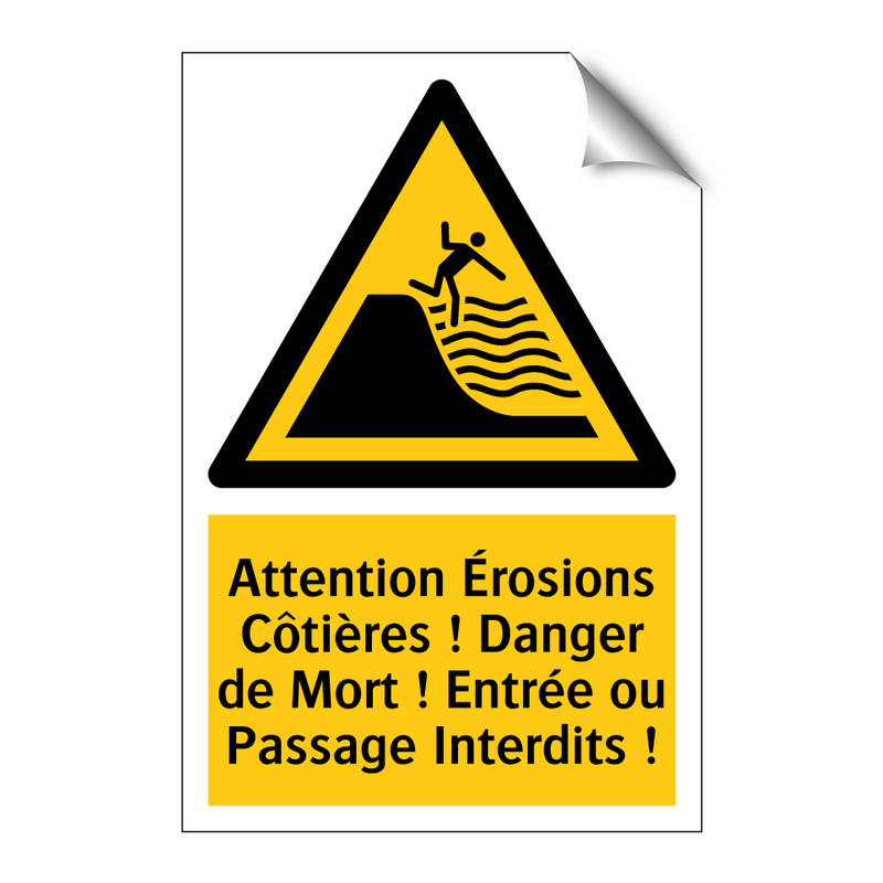 Attention Érosions Côtières ! Danger de Mort ! Entrée ou Passage Interdits !