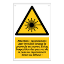 Attention : rayonnement laser invisible lorsque le couvercle est ouvert. Évitez l'exposition des yeux ou de la peau au rayonnement direct ou diffusé !