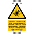 Attention : rayonnement laser invisible lorsque le couvercle est ouvert. Évitez l'exposition des yeux ou de la peau au rayonnement direct ou diffusé !