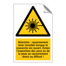 Attention : rayonnement laser invisible lorsque le couvercle est ouvert. Évitez l'exposition des yeux ou de la peau au rayonnement direct ou diffusé !
