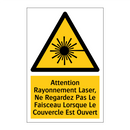 Attention Rayonnement Laser, Ne Regardez Pas Le Faisceau Lorsque Le Couvercle Est Ouvert