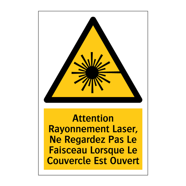 Attention Rayonnement Laser, Ne Regardez Pas Le Faisceau Lorsque Le Couvercle Est Ouvert