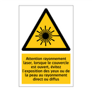 Attention rayonnement laser, lorsque le couvercle est ouvert, évitez l'exposition des yeux ou de la peau au rayonnement direct ou diffus