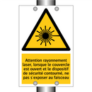 Attention rayonnement laser, lorsque le couvercle est ouvert et le dispositif de sécurité contourné, ne pas s'exposer au faisceau