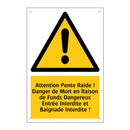 Attention Pente Raide ! Danger de Mort en Raison de Fonds Dangereux Entrée Interdite et Baignade Interdite !