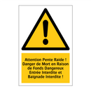 Attention Pente Raide ! Danger de Mort en Raison de Fonds Dangereux Entrée Interdite et Baignade Interdite !