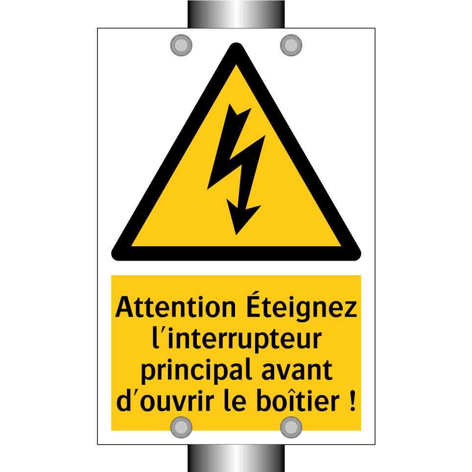 Attention Éteignez l'interrupteur principal avant d'ouvrir le boîtier !