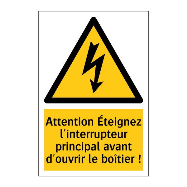 Attention Éteignez l'interrupteur principal avant d'ouvrir le boîtier !
