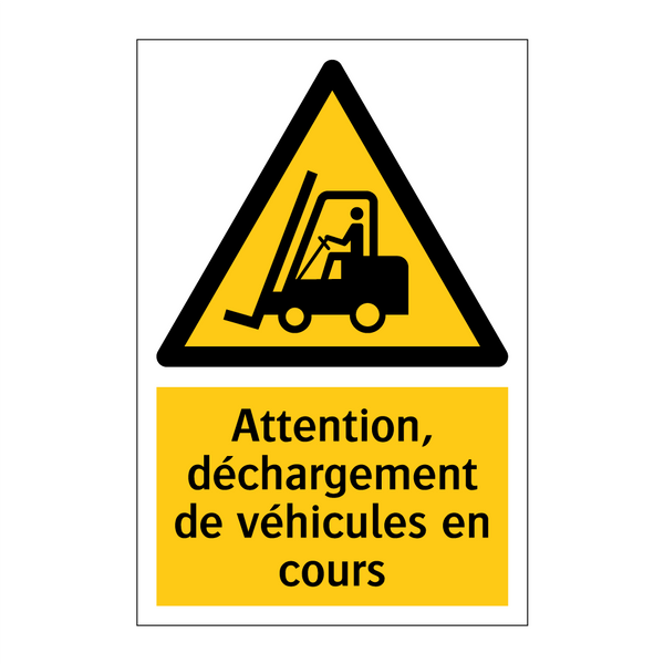 Attention, déchargement de véhicules en cours