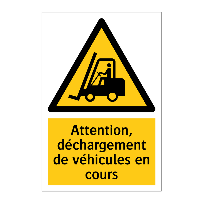 Attention, déchargement de véhicules en cours