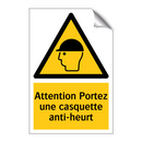 Attention Portez une casquette anti-heurt