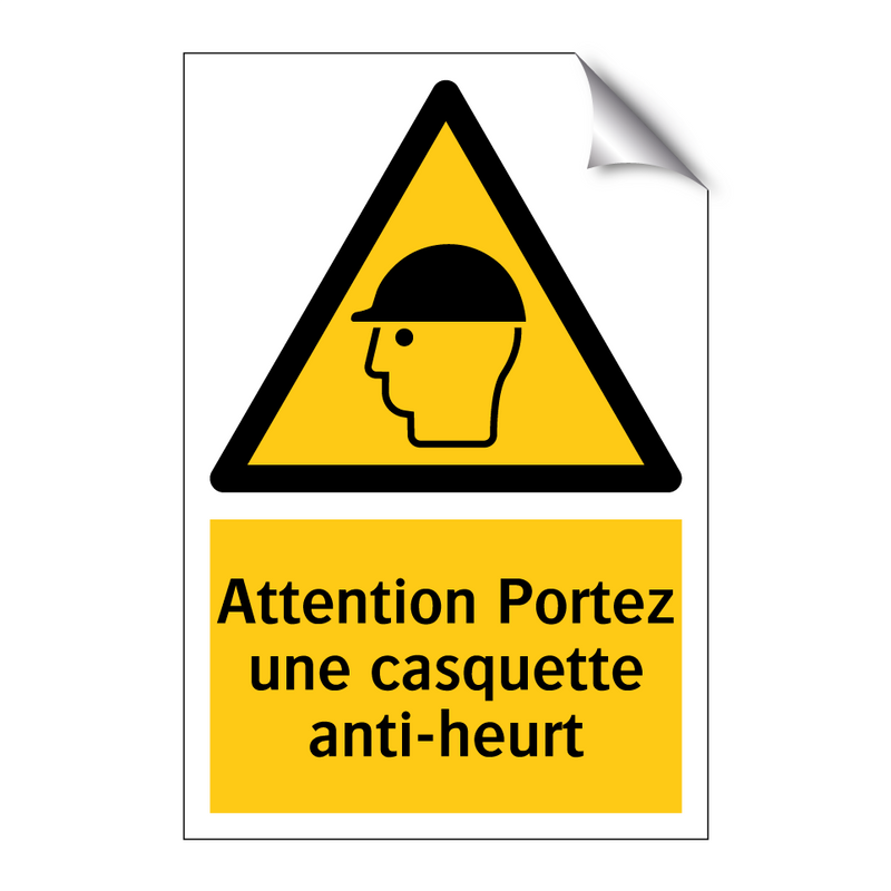 Attention Portez une casquette anti-heurt