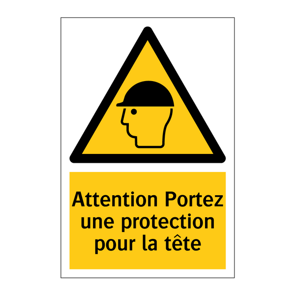 Attention Portez une protection pour la tête