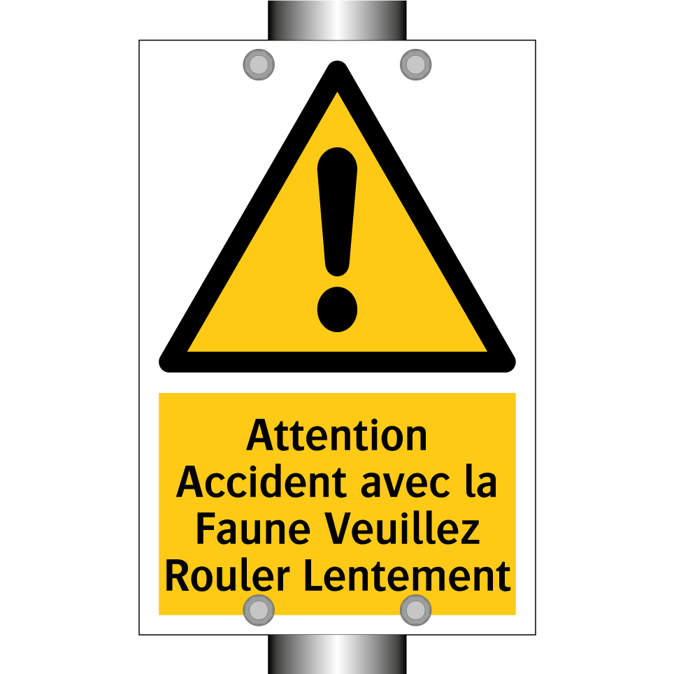 Attention Accident avec la Faune Veuillez Rouler Lentement