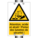 Attention, acide et alcali ! Portez des lunettes de sécurité !